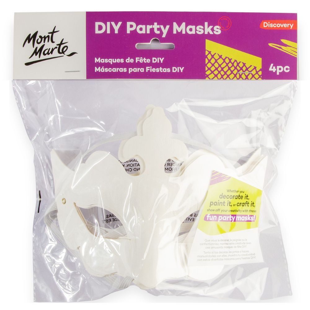 Mont Marte DIY Party Masks 4pc - Masquerade