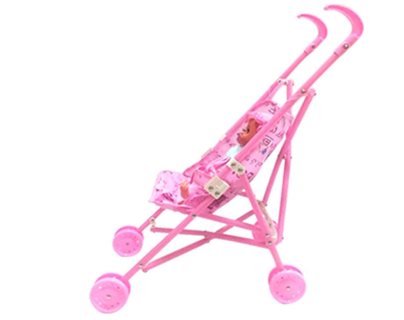 Doll with moving stroller