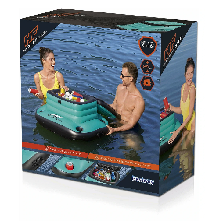 Large sports cooler with 4 holders + side handles - 88cm x 77cm