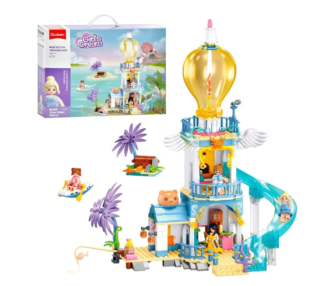404-Piece Castle Building Kit with Slide - Light Up House
