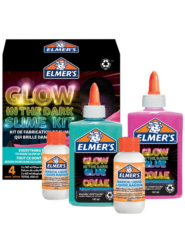 Elmer's slime set that glows at night, 4 pieces