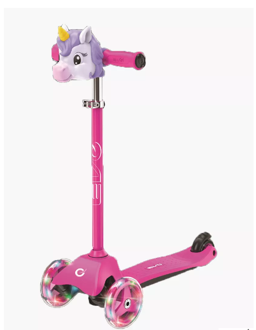 Unicorn scooter with 3 wheels and lights
