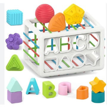 Colorful geometric shapes cube game suitable for teaching children