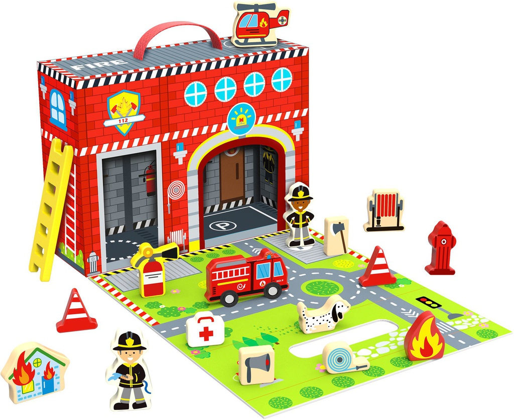 Toki Toy Firefighter Fun Box - 18 Wooden Pieces