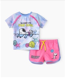 [PNT800937] Snoopy Print Short Sleeves Rashguard and Shorts Set 