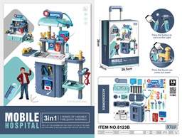 [8123B] مجموعة الطبيب 3 في 1 أزرق مع ضوء 38 قطعة