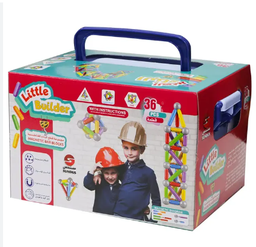 [3030000561550] Small Construction Magnetic Building Kit, 36 Pieces