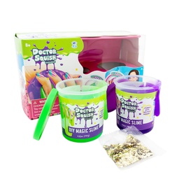 [38496] DOCTOR SQUISH - DIY MAGIC SLIME DOUBLE SET - GREEN AND PURPLE - 240 GRAMS