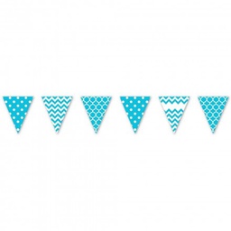 [129000.54] CARIBBEAN DOTS &amp; CHVRON LARGE PENNANT BANNER