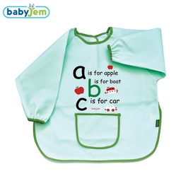 [BJ10499] Baby Gym Bib for boys with drawings, green